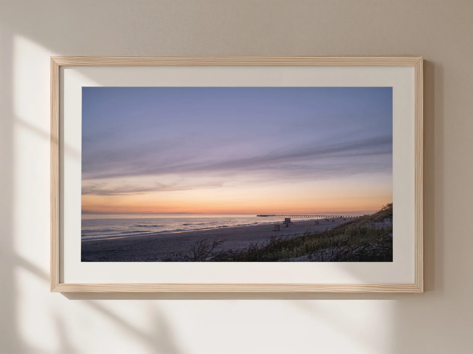 Soft Evening framed art print in a calm, sunlit interior